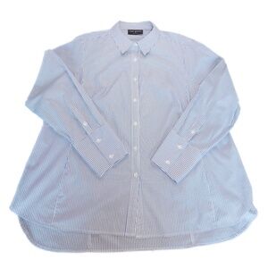 Lane Bryant Button-Down Stripe Girlfriend Shirt - Blue and White - Size 18